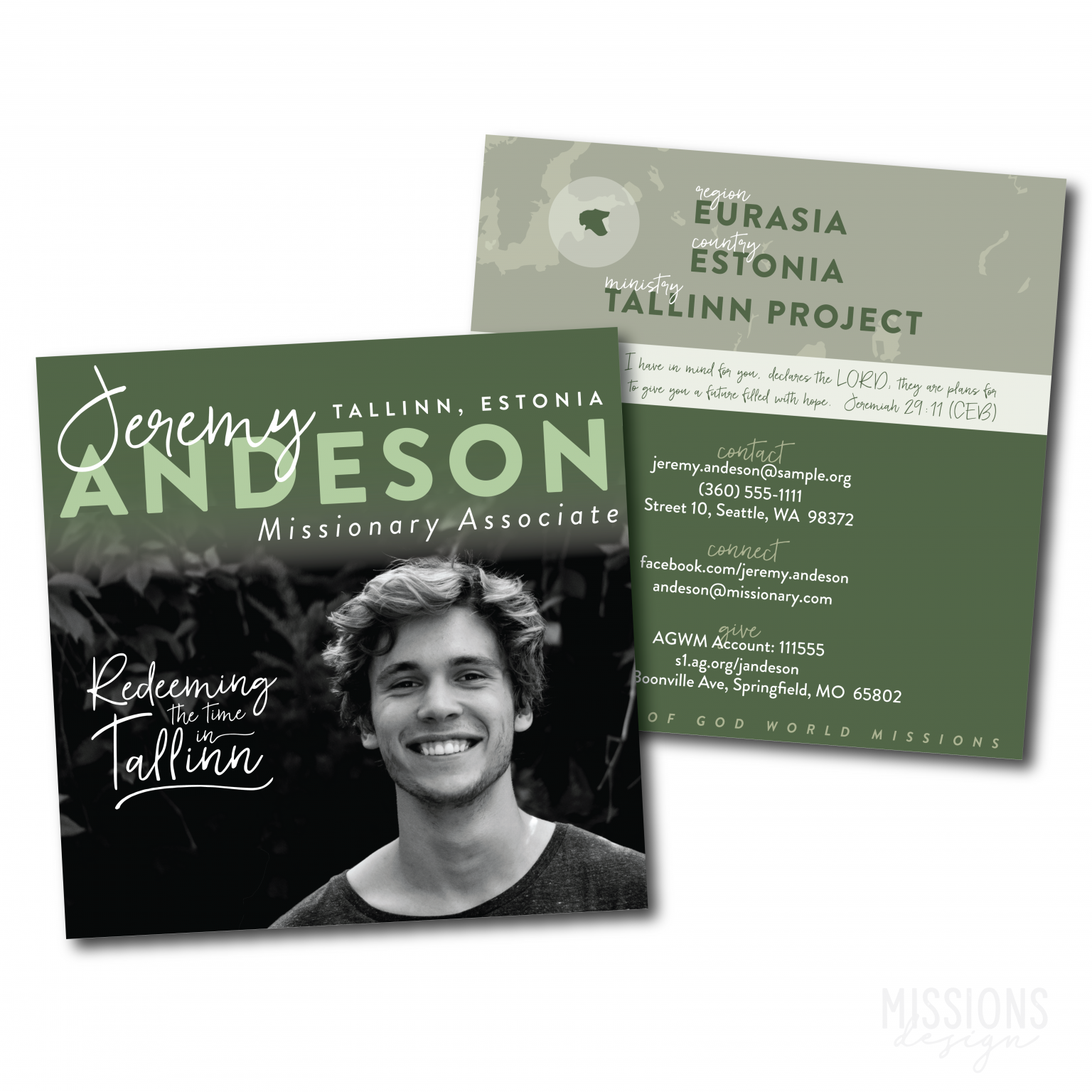 Missionary Prayer Card Designs